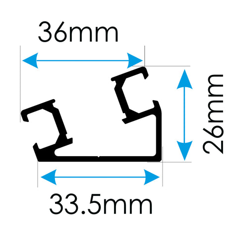 ExpertSystem XL AP-3620 Black Angled Aluminium Mounting Rail (5.95m length)